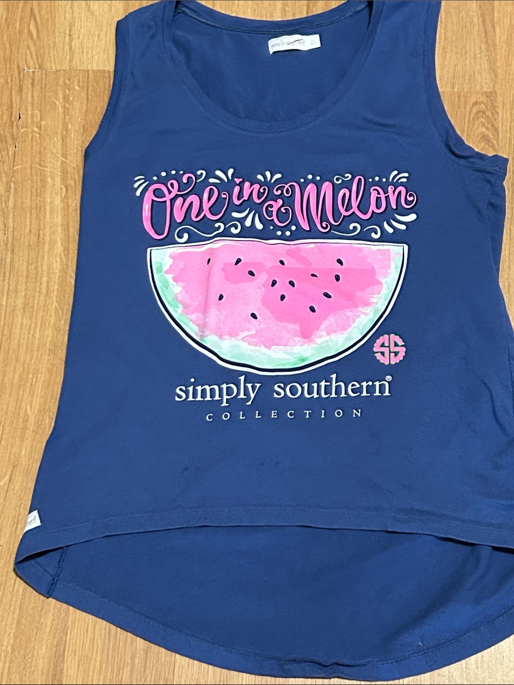 Simply Southern Navy Tank with Pink Watermelon Graphic Small